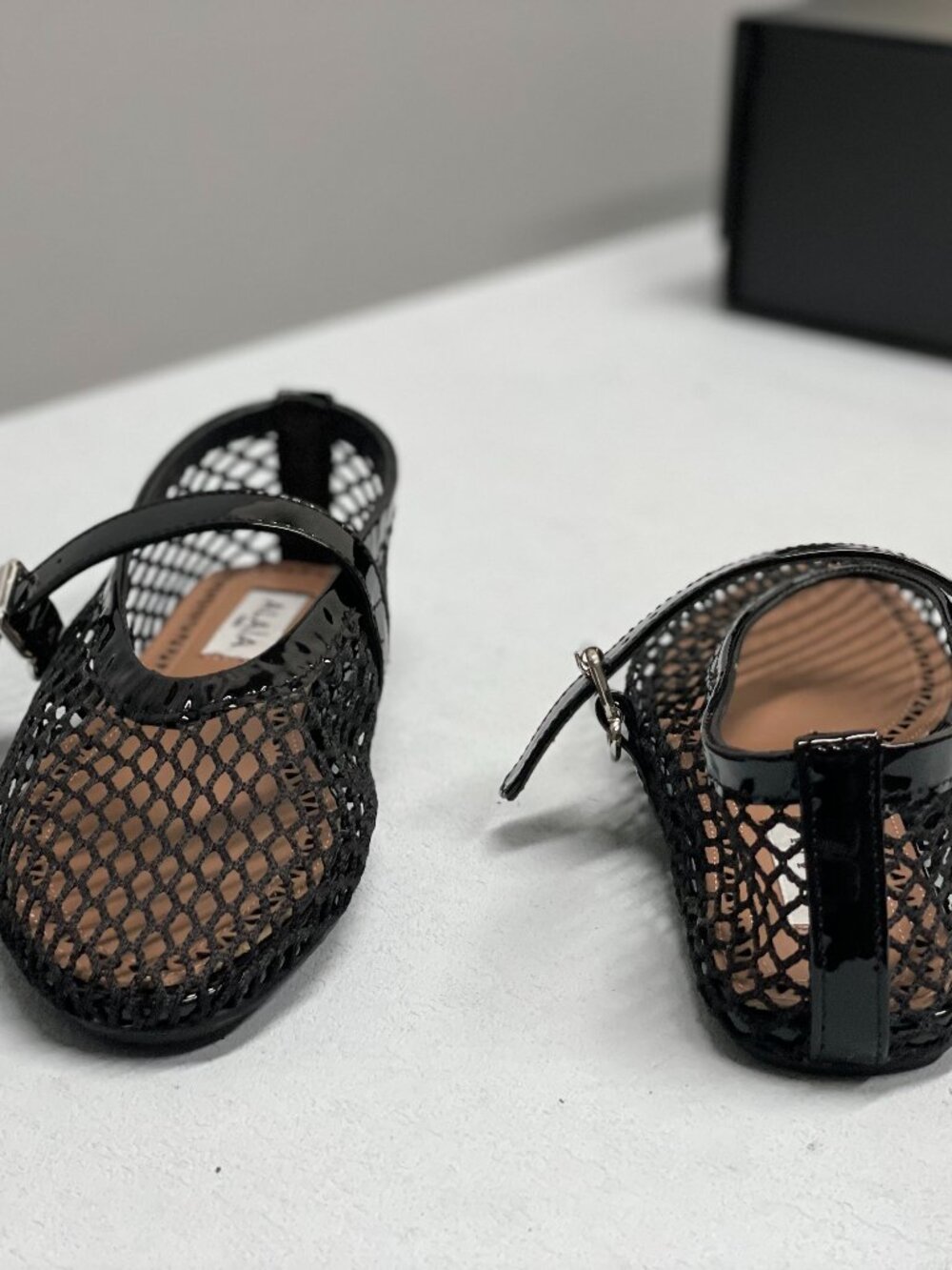 Alaïa Black Patent Leather Mesh Mary Jane Flats - Picture 3 of 8